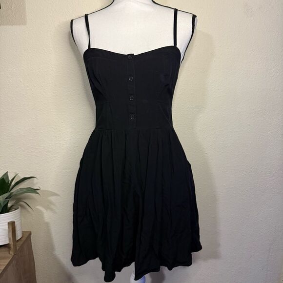 Express Black Mini Dress Button Front - Picture 1 of 6